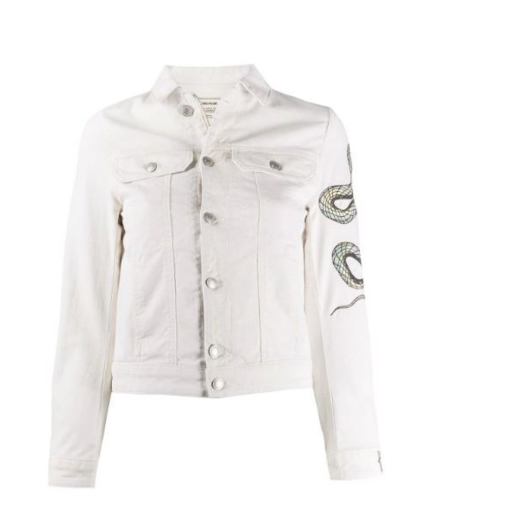 ZADIG & VOLTAIRE Kioky Snake Embroidered Jacket in Judo, XS